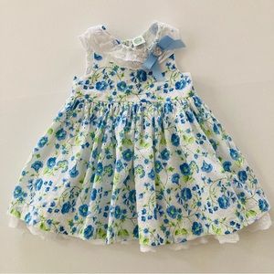 Baby Girl 12 Months Floral Dress Easter Spring Summer Blue Green